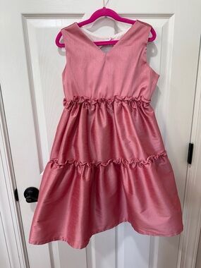 Girls Rose Pink Tiered Formal Dress Sz 12
